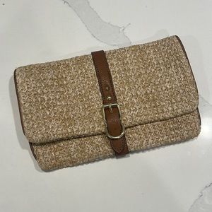 Gap Straw clutch with faux leather details